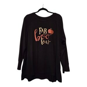 State of Mine "Fab boo lous" Pumpkin T-Shirt Women's XL Black Fall Halloween